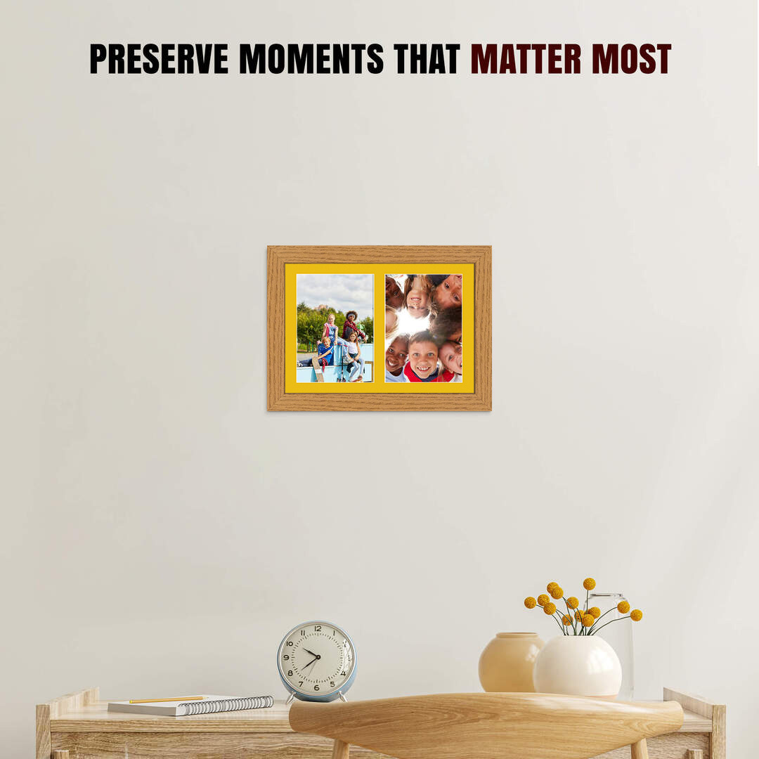 20x14" Modern Oak Multi Aperture Photo Frame - Fits A4 (x2) Photos | Collage Frame thumbnail 2