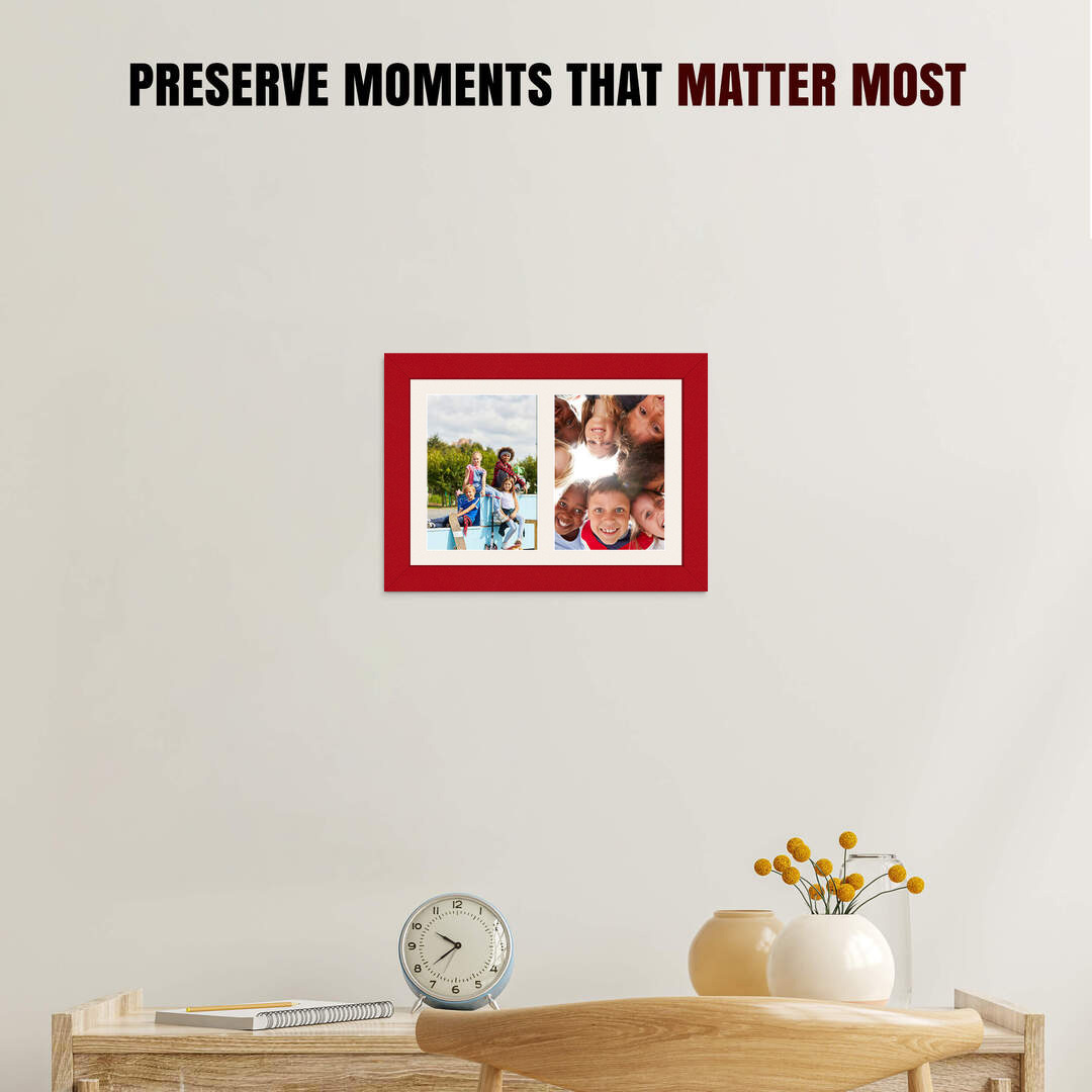 20x14" Red Modern Multi Aperture Photo Frame - Fits A4 (x2) Photos | Collage Frame thumbnail 2