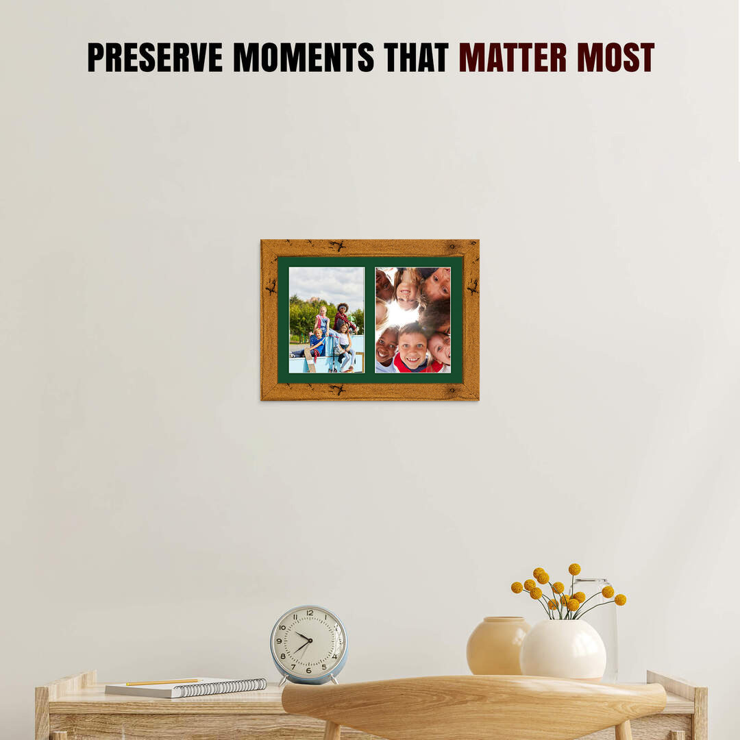 20x14" Rustic Oak Modern Multi Aperture Photo Frame - Fits A4 (x2) Photos | Collage Frame thumbnail 2