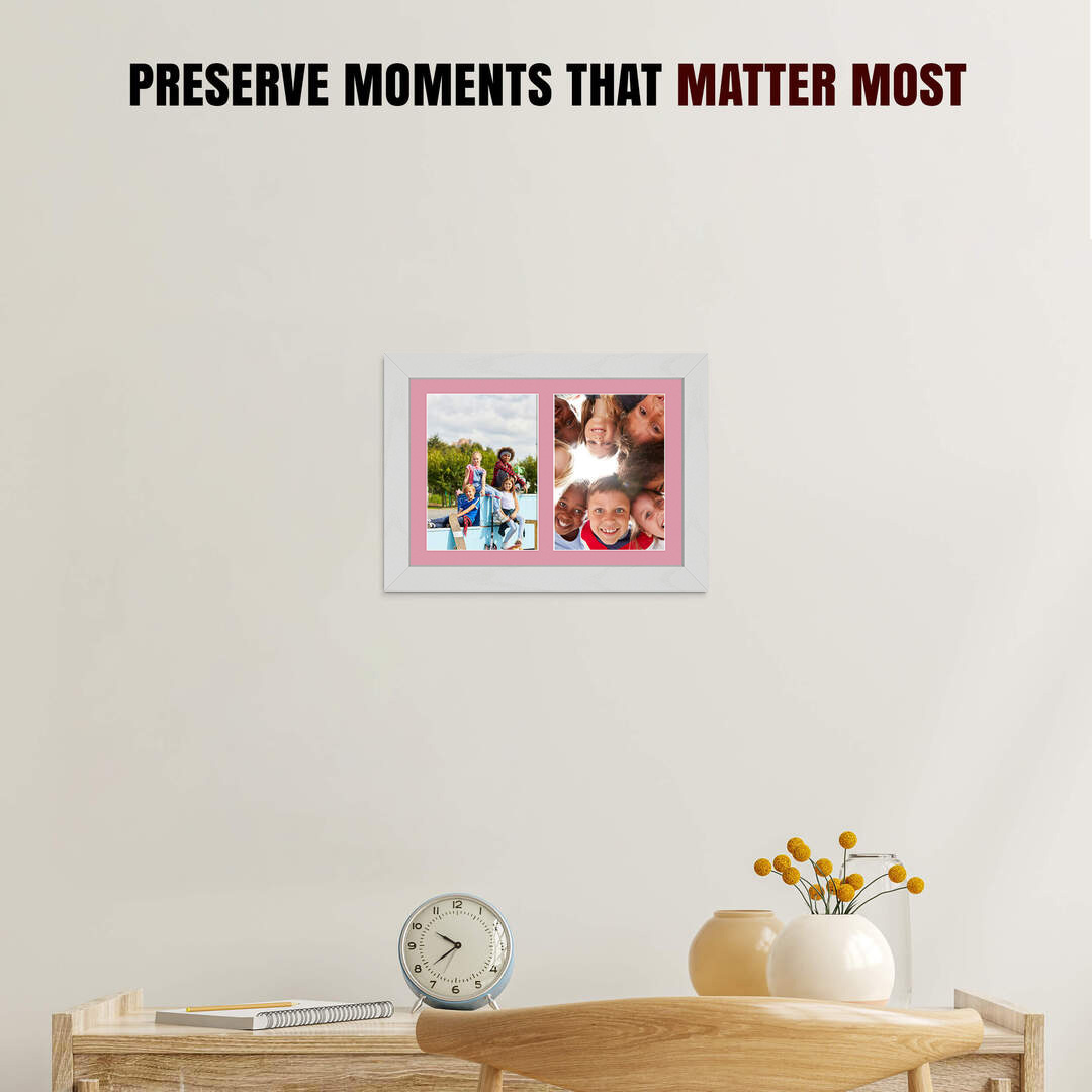 20x14" Modern Ash White Multi Aperture Photo Frame - Fits A4 (x2) Photos | Collage Frame thumbnail 2