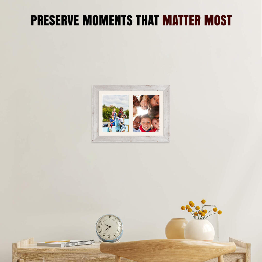 20x14" White Rustic Modern Multi Aperture Photo Frame - Fits A4 (x2) Photos | Collage Frame thumbnail 2