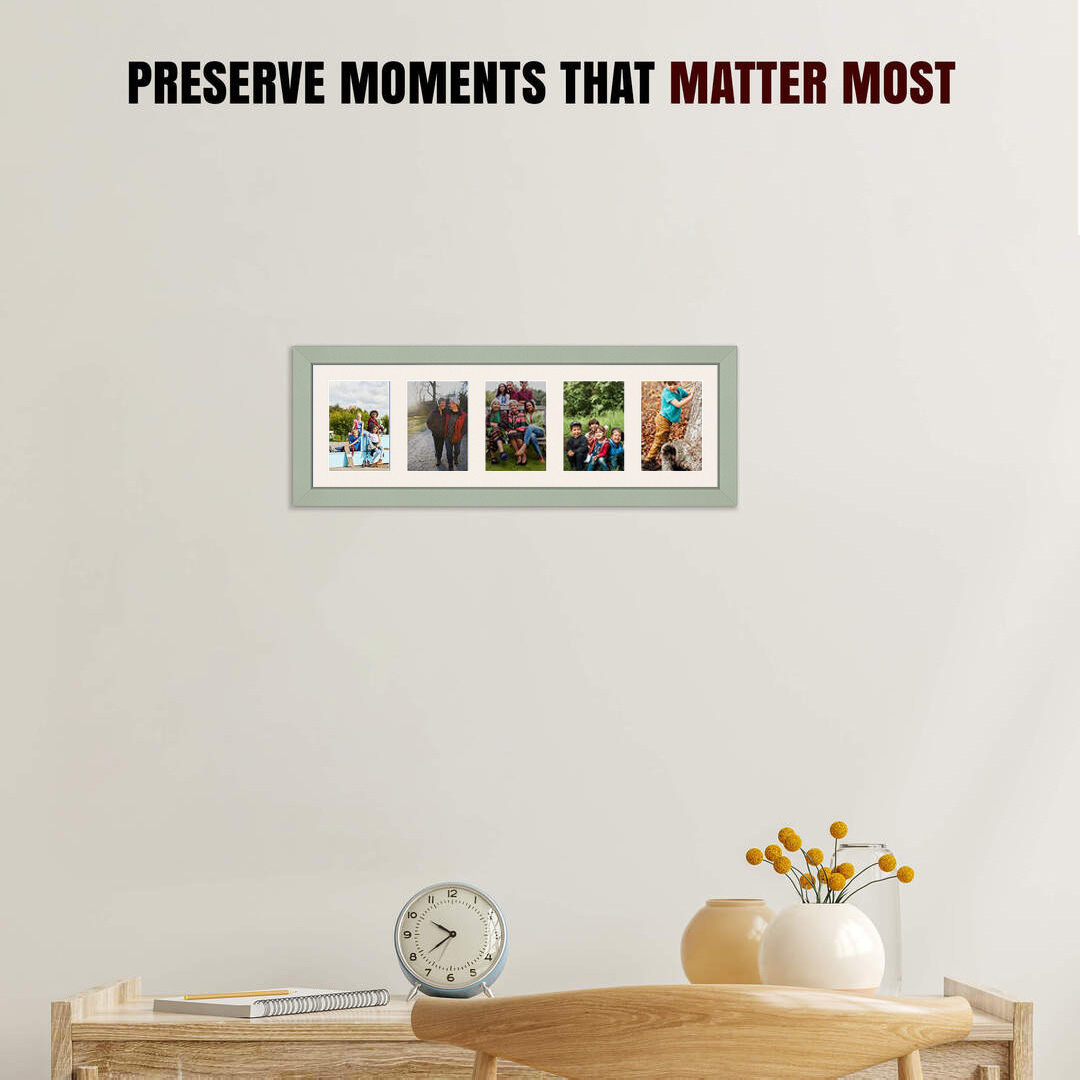 26x8" Green Modern Multi Aperture Photo Frame - Fits 6x4" (x5) Photos | Collage Frame thumbnail 2