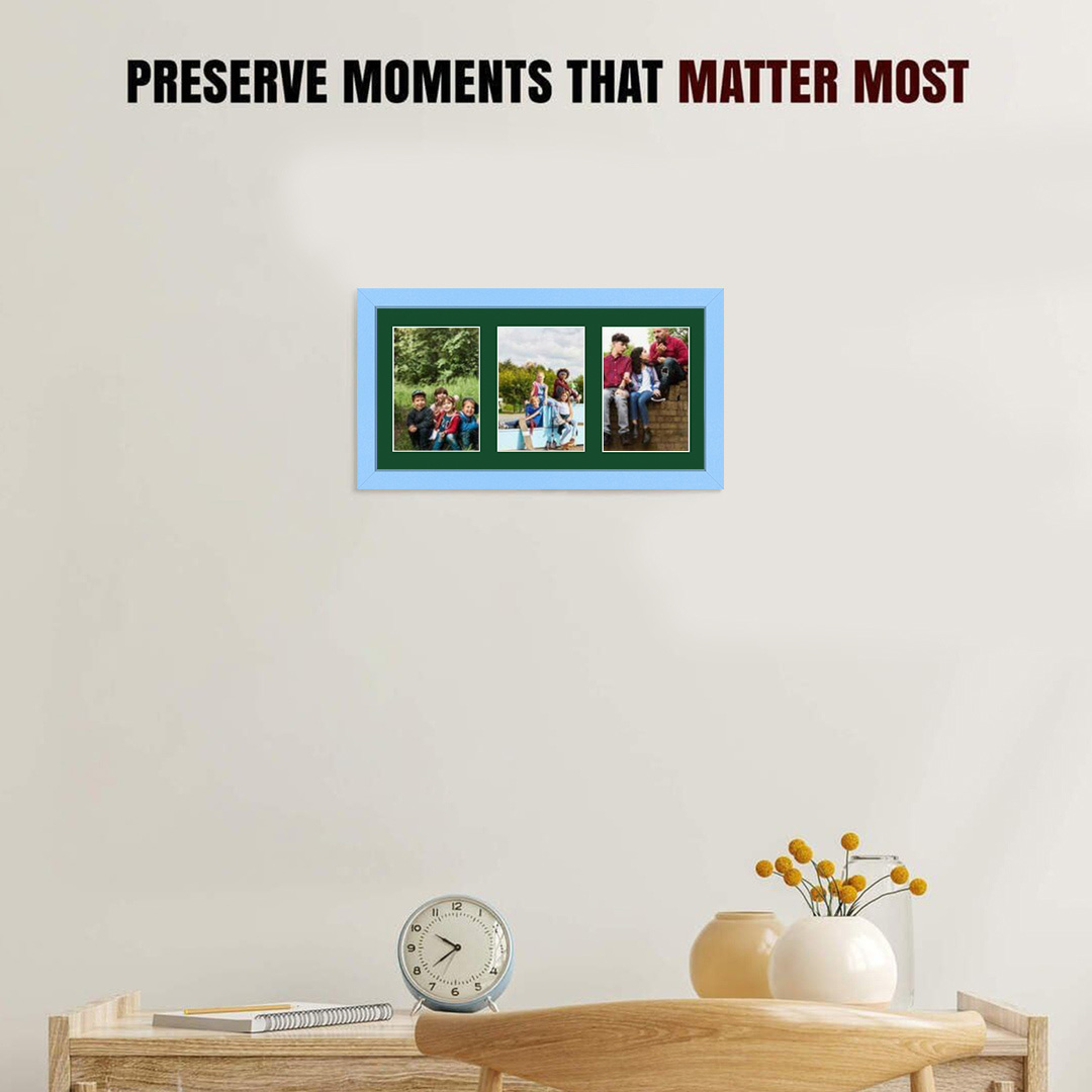 40x20cm Modern Baby Blue Multi Aperture Photo Frame - Fits 6x4" (x3) Photos | Collage Frame thumbnail 2
