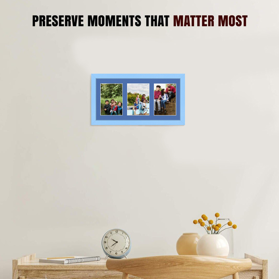 40x20cm Modern Baby Blue Multi Aperture Photo Frame - Fits 6x4" (x3) Photos | Collage Frame thumbnail 2