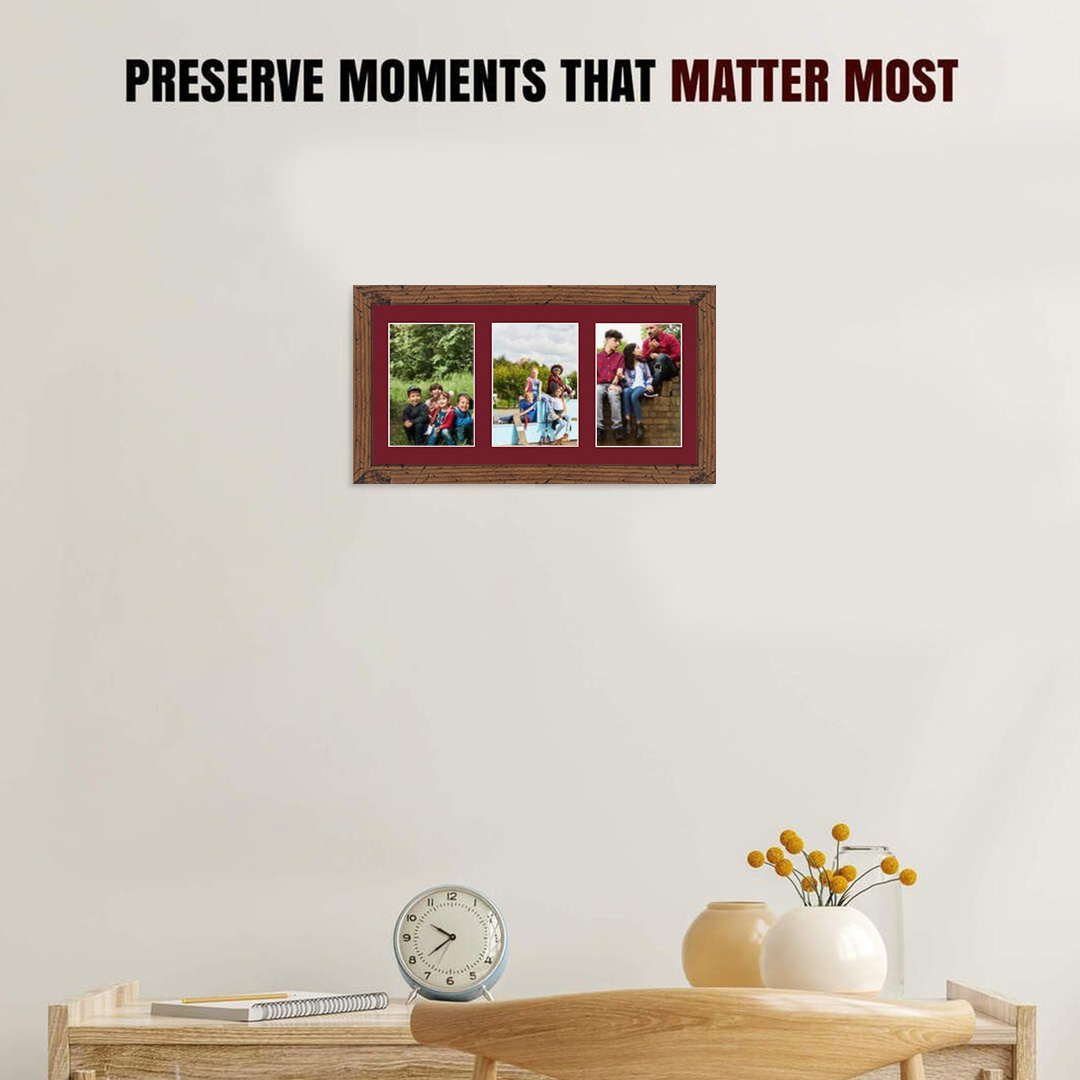40x20cm Modern Dark Oak Multi Aperture Photo Frame - Fits 6x4" (x3) Photos | Collage Frame thumbnail 2