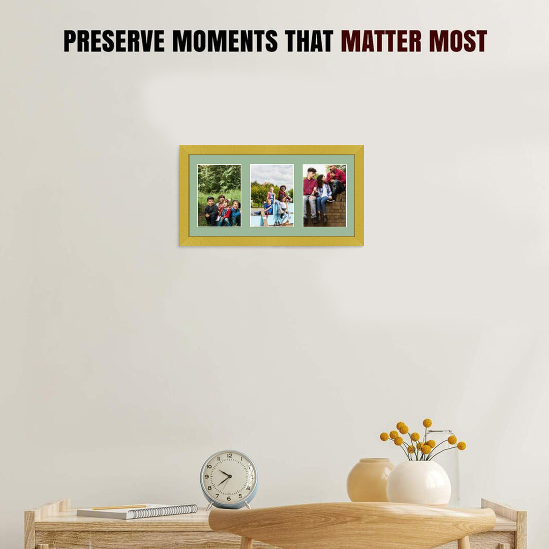 40x20cm Gold Modern Multi Aperture Photo Frame - Fits 6x4" (x3) Photos | Collage Frame thumbnail 2