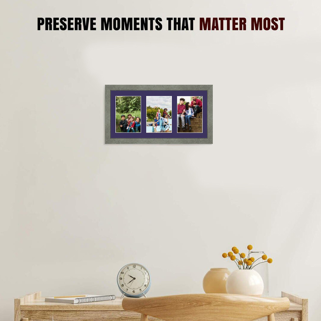 40x20cm Modern Grey Marble Multi Aperture Photo Frame - Fits 6x4" (x3) Photos | Collage Frame thumbnail 2
