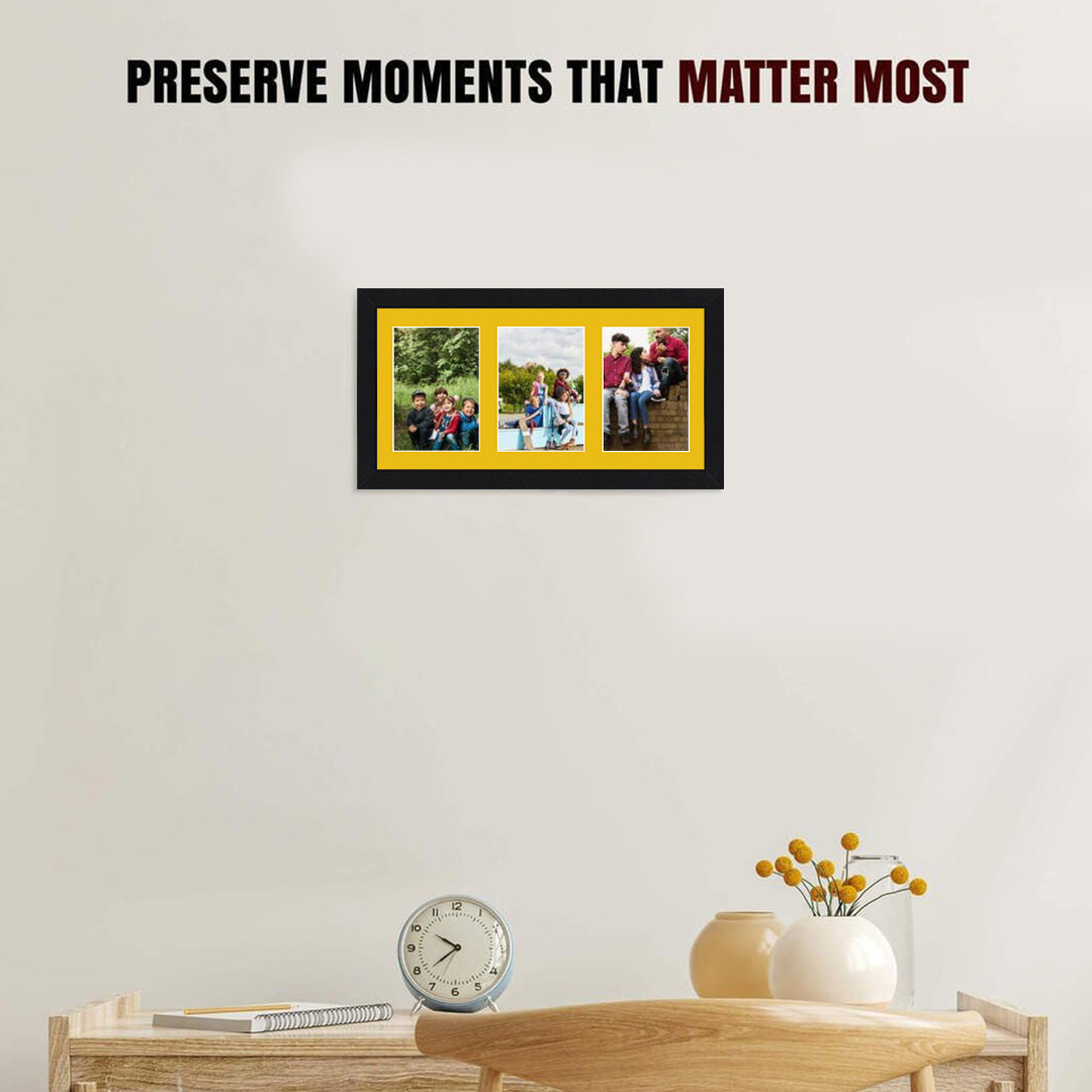 40x20cm Modern Mat Black Multi Aperture Photo Frame - Fits 6x4" (x3) Photos | Collage Frame thumbnail 2