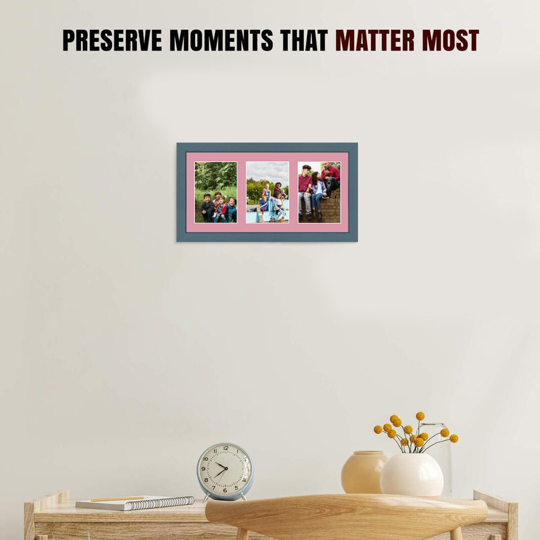40x20cm Navy Blue Modern Multi Aperture Photo Frame - Fits 6x4" (x3) Photos | Collage Frame thumbnail 2