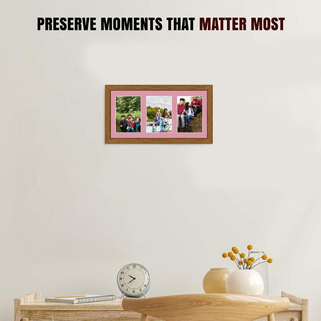 40x20cm Modern Oak Multi Aperture Photo Frame - Fits 6x4" (x3) Photos | Collage Frame thumbnail 2