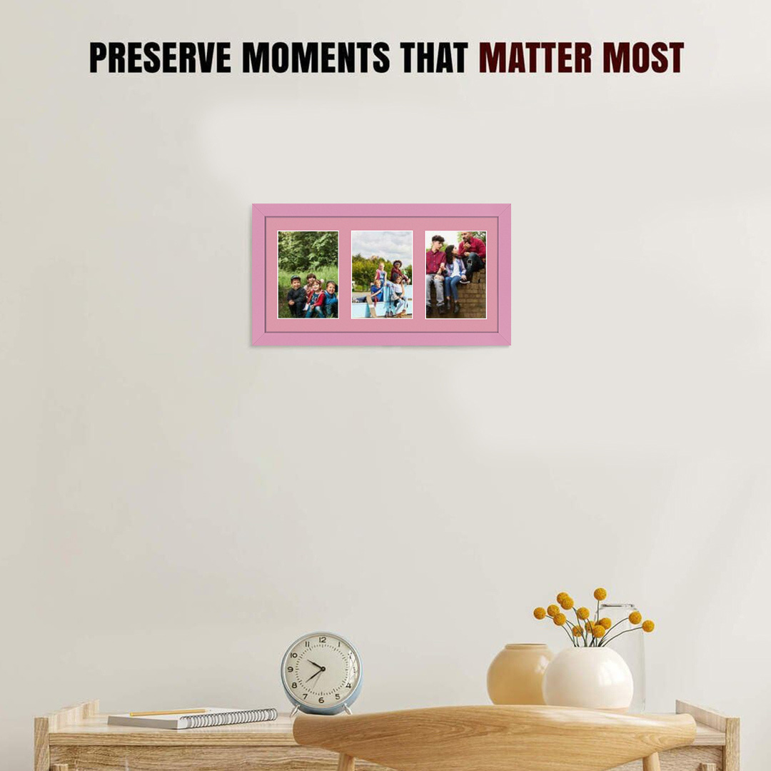 40x20cm Modern Pastel Pink Multi Aperture Photo Frame - Fits 6x4" (x3) Photos | Collage Frame thumbnail 2