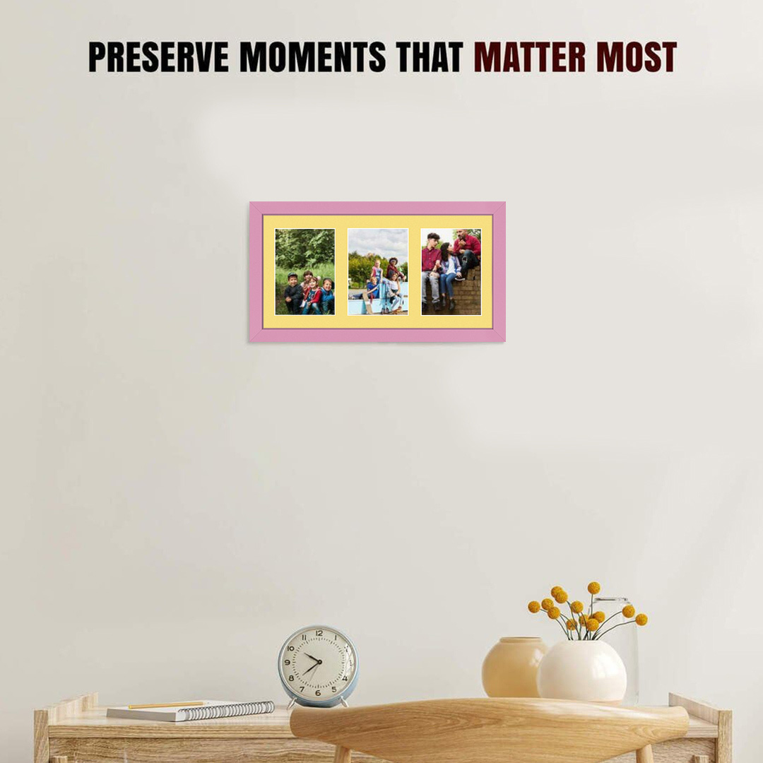 40x20cm Pastel Pink Modern Multi Aperture Photo Frame - Fits 6x4" (x3) Photos | Collage Frame thumbnail 2