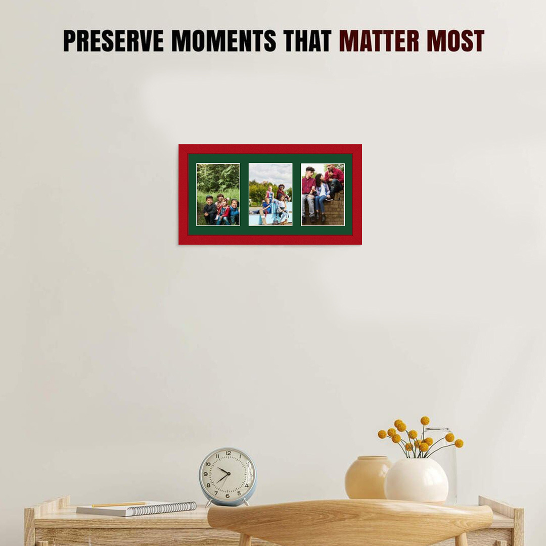 40x20cm Red Modern Multi Aperture Photo Frame - Fits 6x4" (x3) Photos | Collage Frame thumbnail 2