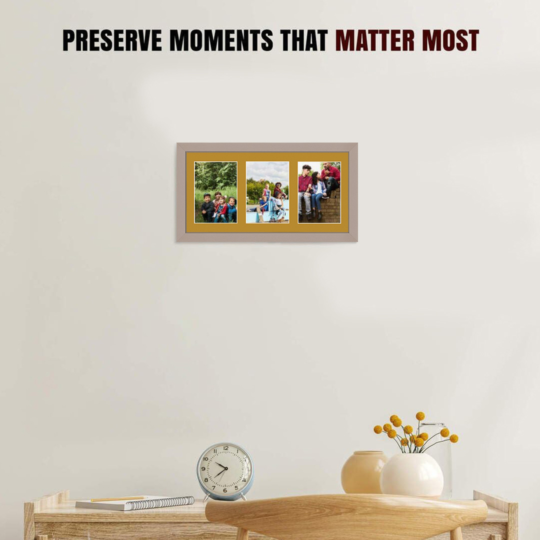 40x20cm Modern Rose Gold Multi Aperture Photo Frame - Fits 6x4" (x3) Photos | Collage Frame thumbnail 2