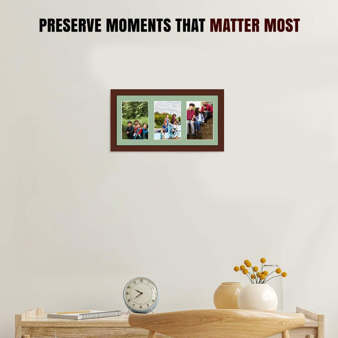 40x20cm Rose Wood Modern Multi Aperture Photo Frame - Fits 6x4" (x3) Photos | Collage Frame thumbnail 2