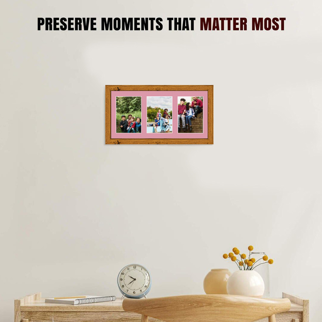 40x20cm Modern Rustic Oak Multi Aperture Photo Frame - Fits 6x4" (x3) Photos | Collage Frame thumbnail 2