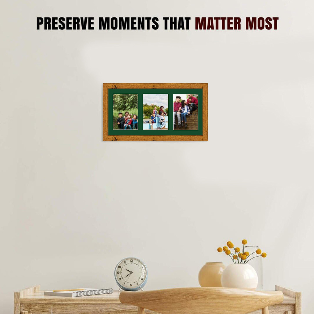 40x20cm Modern Rustic Oak Multi Aperture Photo Frame - Fits 6x4" (x3) Photos | Collage Frame thumbnail 2