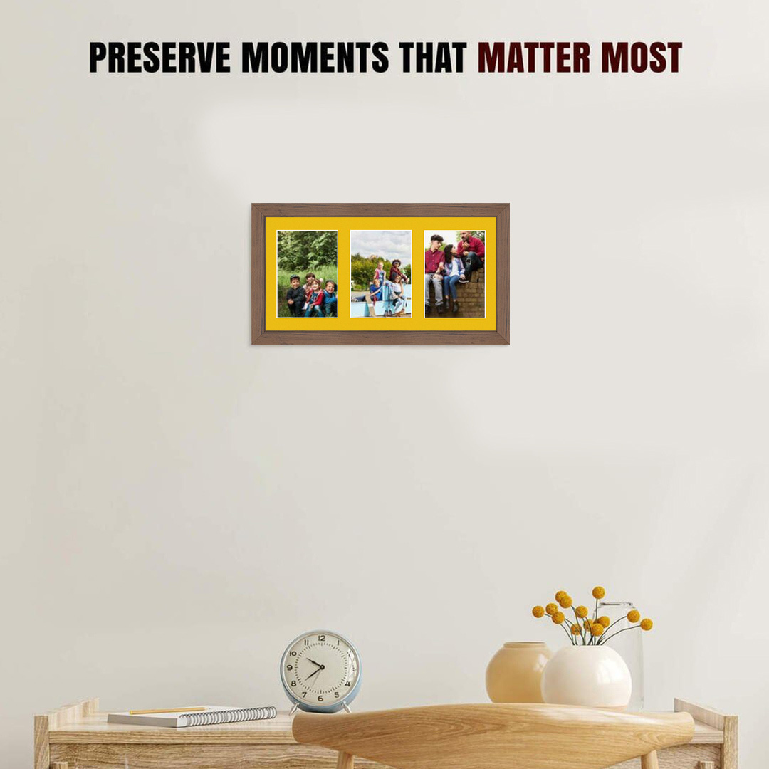 40x20cm Modern Walnut Multi Aperture Photo Frame - Fits 6x4" (x3) Photos | Collage Frame thumbnail 2