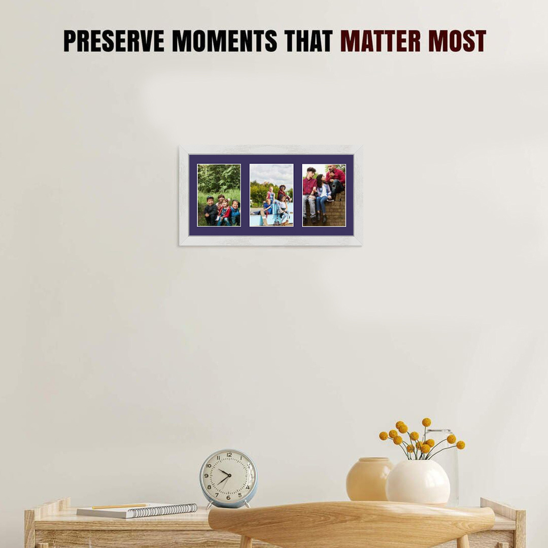 40x20cm Ash White Modern Multi Aperture Photo Frame - Fits 6x4" (x3) Photos | Collage Frame thumbnail 2