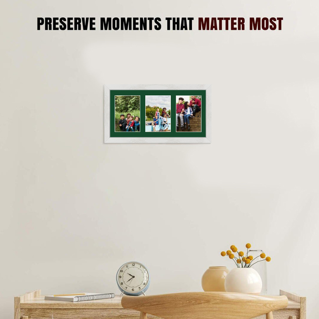 40x20cm Ash White Modern Multi Aperture Photo Frame - Fits 6x4" (x3) Photos | Collage Frame thumbnail 2