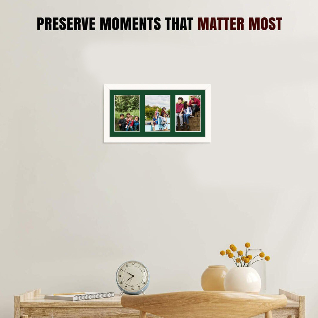 40x20cm White Modern Multi Aperture Photo Frame - Fits 6x4" (x3) Photos | Collage Frame thumbnail 2