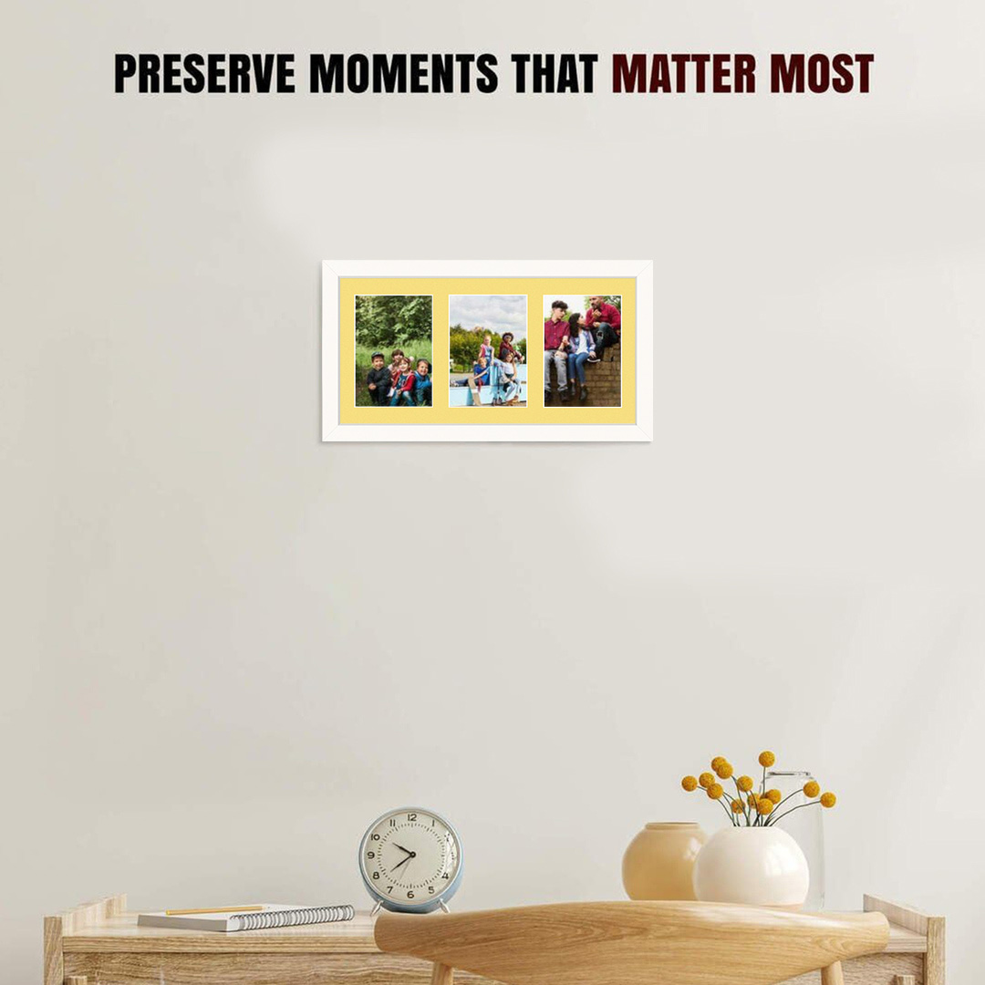 40x20cm Modern White Multi Aperture Photo Frame - Fits 6x4" (x3) Photos | Collage Frame thumbnail 2