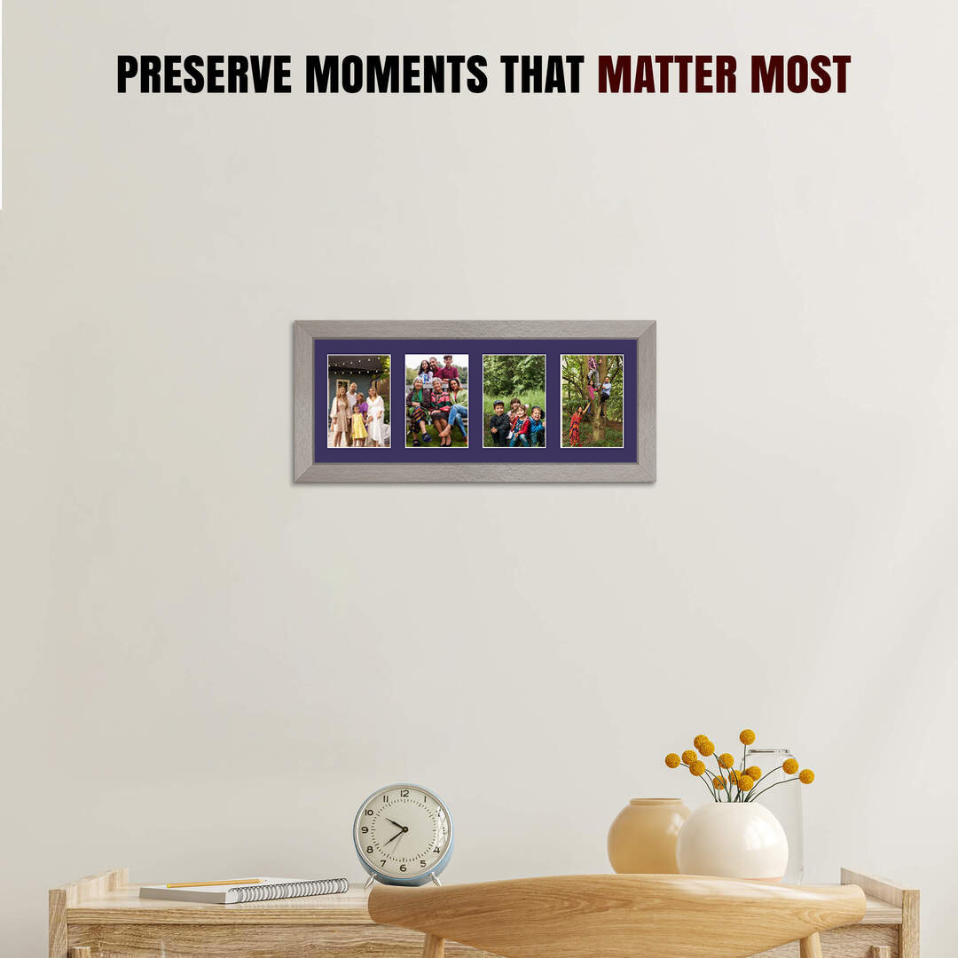 50x20cm Modern Aluminium Multi Aperture Photo Frame - Fits 6x4" (x4) Photos | Collage Frame thumbnail 2