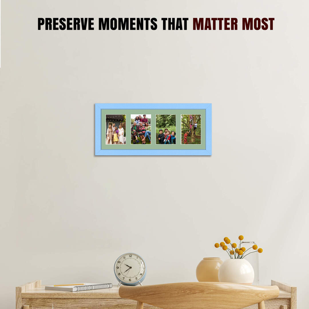 50x20cm Modern Baby Blue Multi Aperture Photo Frame - Fits 6x4" (x4) Photos | Collage Frame thumbnail 2