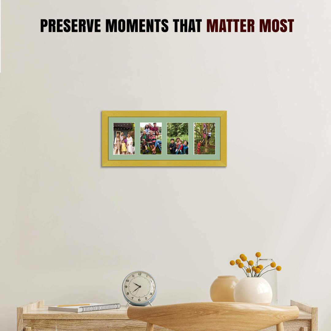 50x20cm Gold Modern Multi Aperture Photo Frame - Fits 6x4" (x4) Photos | Collage Frame thumbnail 2