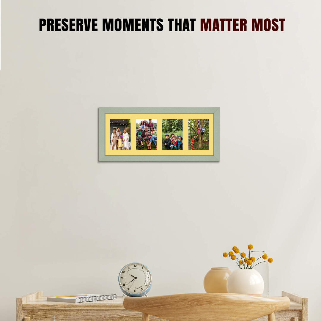 50x20cm Modern Green Multi Aperture Photo Frame - Fits 6x4" (x4) Photos | Collage Frame thumbnail 2