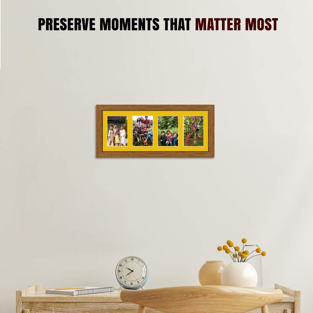 50x20cm Oak Modern Multi Aperture Photo Frame - Fits 6x4" (x4) Photos | Collage Frame thumbnail 2