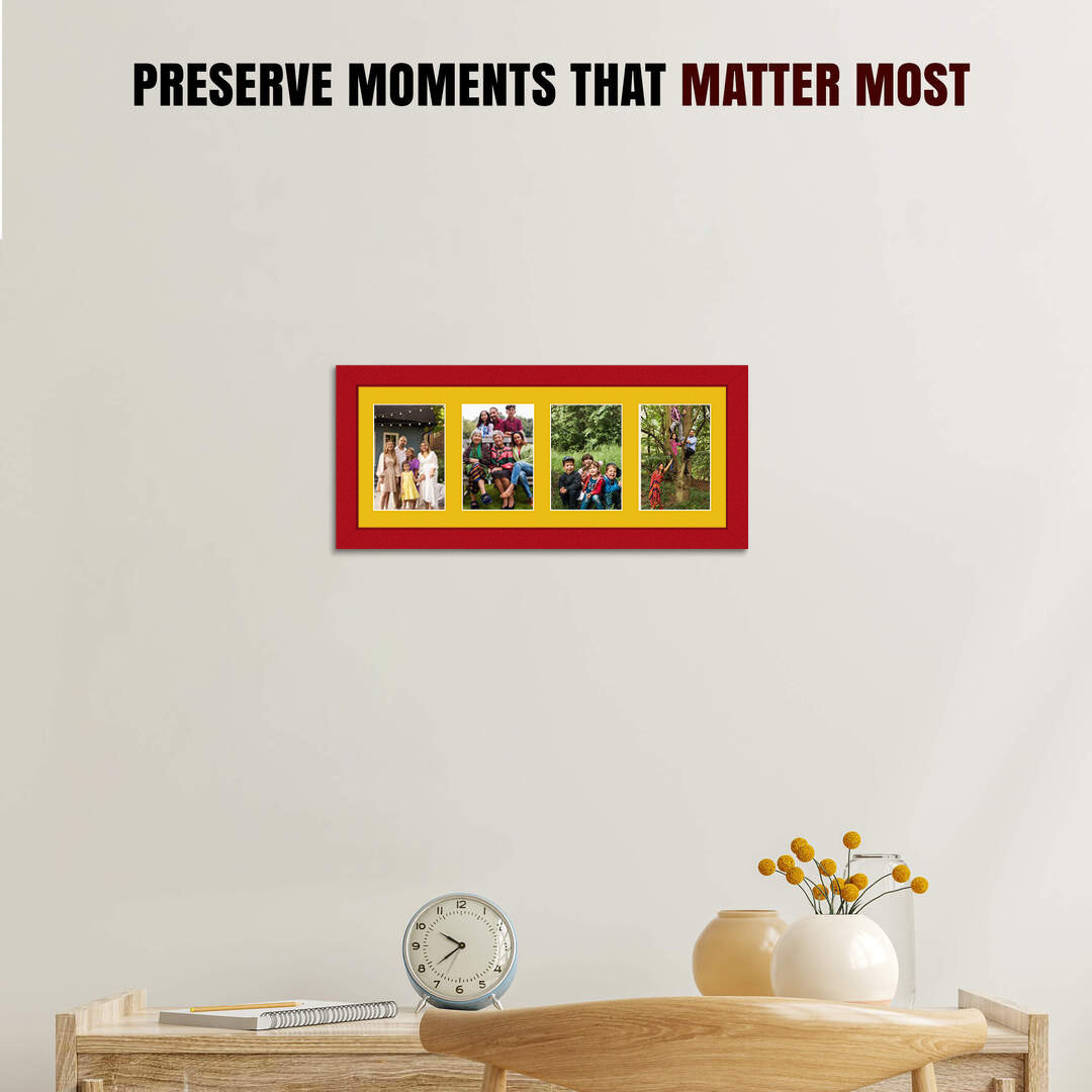 50x20cm Red Modern Multi Aperture Photo Frame - Fits 6x4" (x4) Photos | Collage Frame thumbnail 2