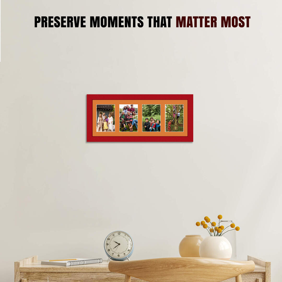 50x20cm Red Modern Multi Aperture Photo Frame - Fits 6x4" (x4) Photos | Collage Frame thumbnail 2