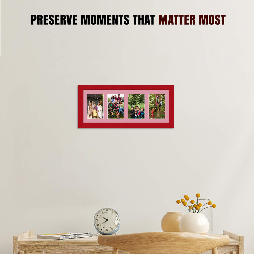 50x20cm Red Modern Multi Aperture Photo Frame - Fits 6x4" (x4) Photos | Collage Frame thumbnail 2