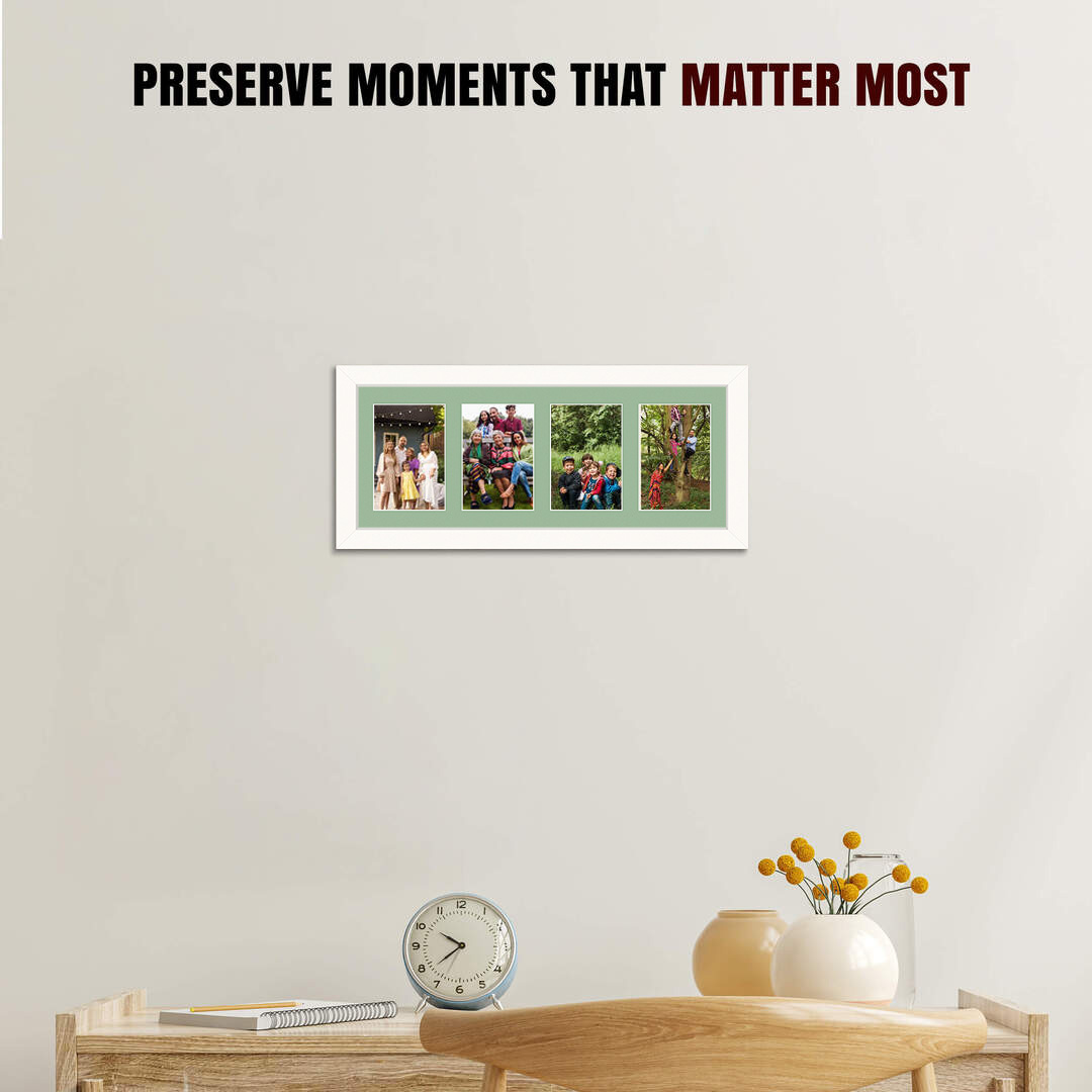 50x20cm Modern White Multi Aperture Photo Frame - Fits 6x4" (x4) Photos | Collage Frame thumbnail 2
