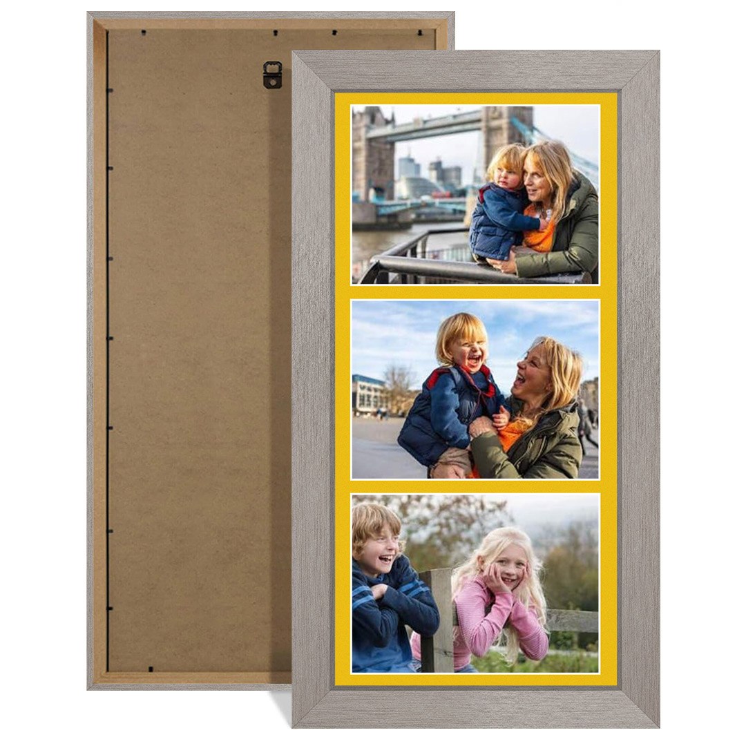 16x8" Modern Aluminium Multi Aperture Photo Frame - Fits 7x5" (x3) Photos | Collage Frame
