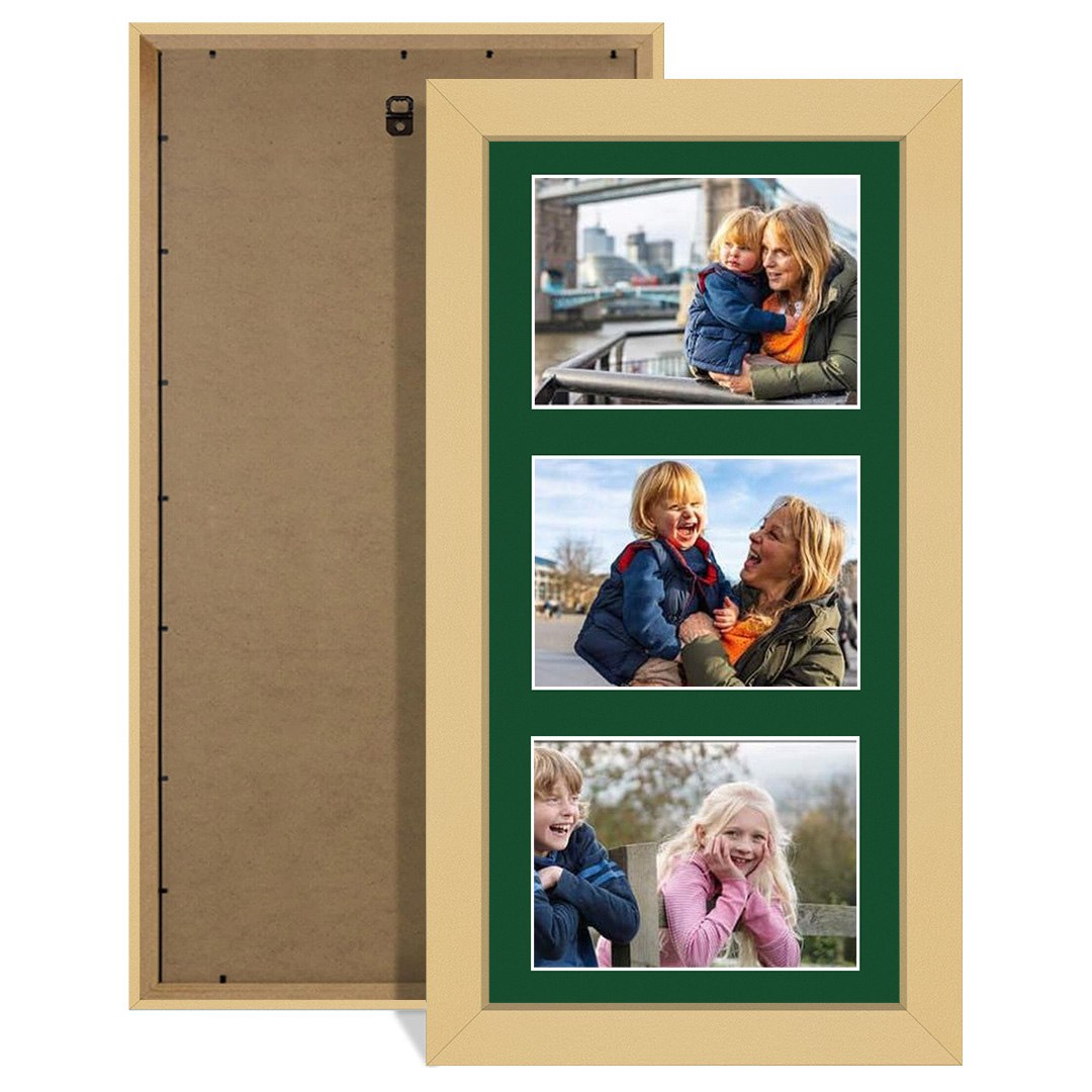 40x20cm Mustard Yellow Modern Multi Aperture Photo Frame - Fits 6x4" (x3) Photos | Collage Frame