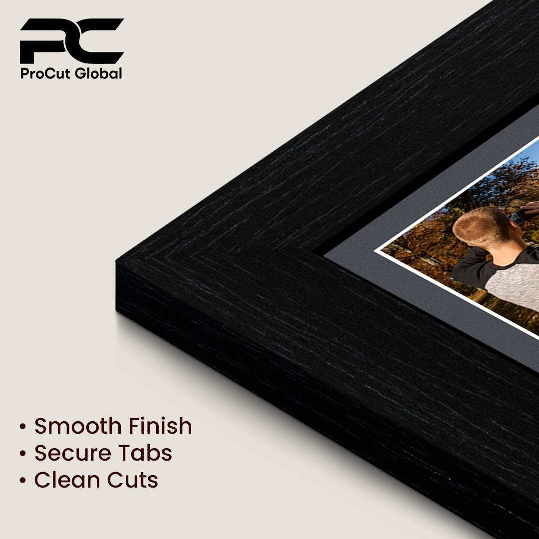 12x12" Black Modern Multi Aperture Photo Frame Holds 6x4" (x4) Photos With Charcoal Grey Mount | Modern Collage Frame thumbnail 7