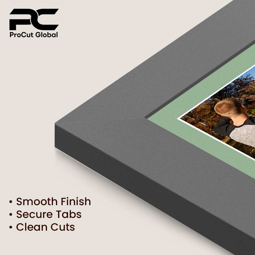 12x12" Dark Grey Modern Multi Aperture Photo Frame Holds 6x4" (x4) Photos With Sage Green Mount | Modern Collage Frame thumbnail 7