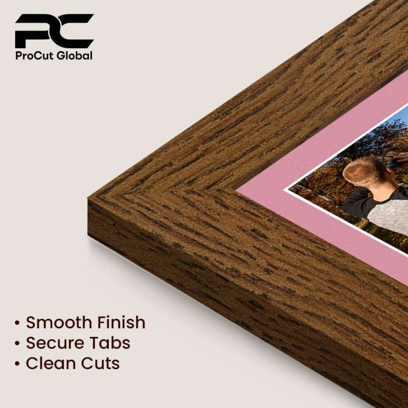 12x12" Dark Oak Modern Multi Aperture Photo Frame Holds 6x4" (x4) Photos With Dusty Rose Mount | Modern Collage Frame thumbnail 7