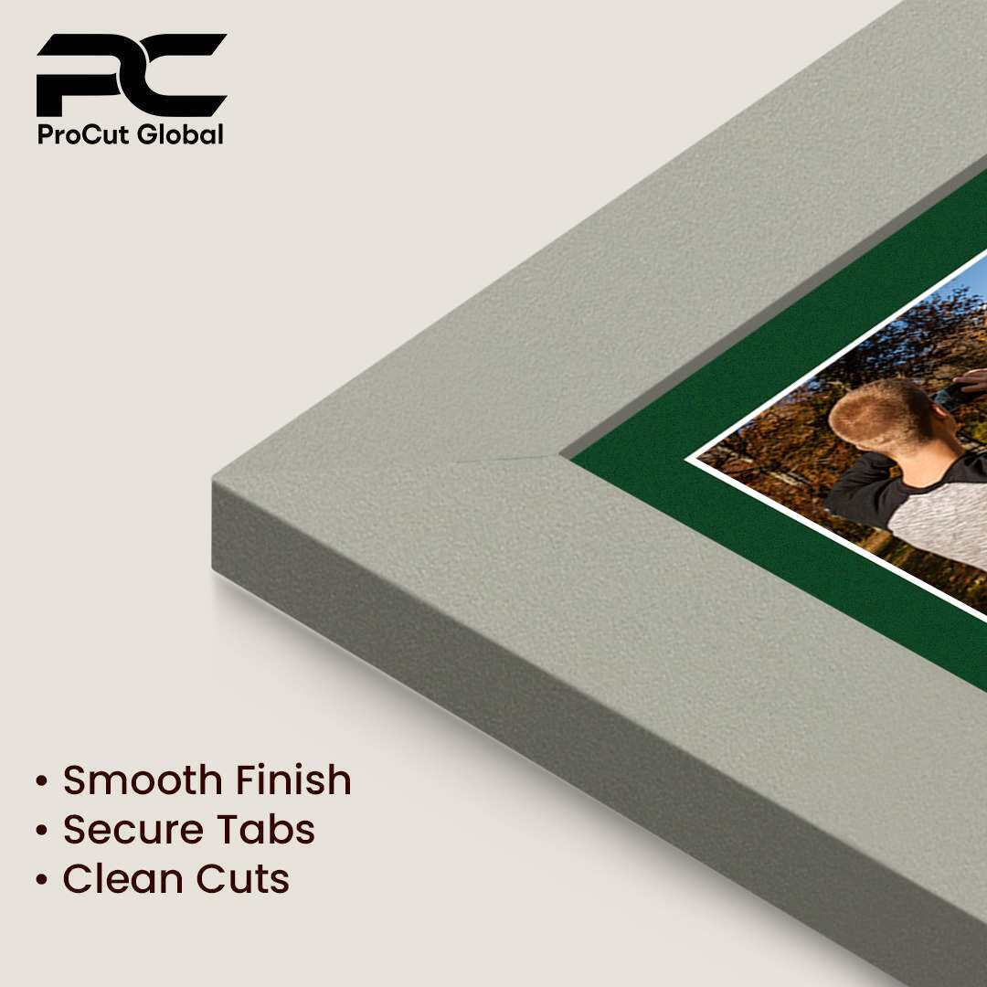 12x12" Light Grey Modern Multi Aperture Photo Frame Holds 6x4" (x4) Photos With Forest Green Mount | Modern Collage Frame thumbnail 7