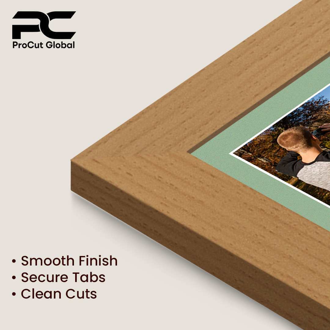 16x8" Country Pine Modern Multi Aperture Photo Frame Holds 7x5" (x3) Photos With Sage Green Mount | Modern Collage Frame thumbnail 7