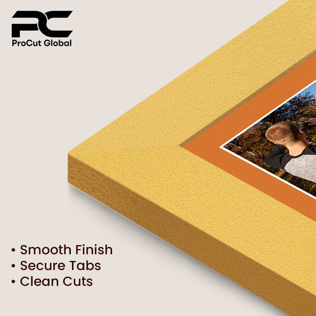 16x8" Gold Modern Multi Aperture Photo Frame Holds 7x5" (x3) Photos With Burnt Orange Mount | Modern Collage Frame thumbnail 7