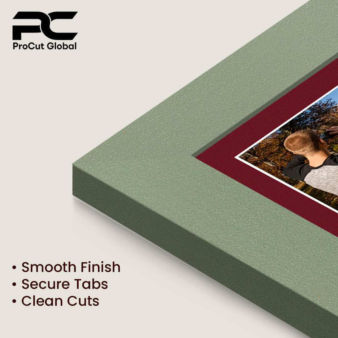 16x8" Green Modern Multi Aperture Photo Frame Holds 7x5" (x3) Photos With Burgundy Mount | Modern Collage Frame thumbnail 7