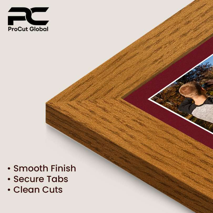 16x8" Oak Modern Multi Aperture Photo Frame Holds 7x5" (x3) Photos With Burgundy Mount | Modern Collage Frame thumbnail 7