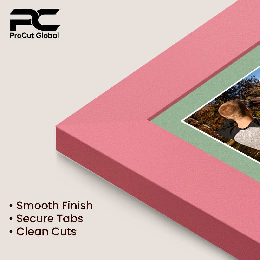 16x8" Pastel Pink Modern Multi Aperture Photo Frame Holds 7x5" (x3) Photos With Sage Green Mount | Modern Collage Frame thumbnail 7