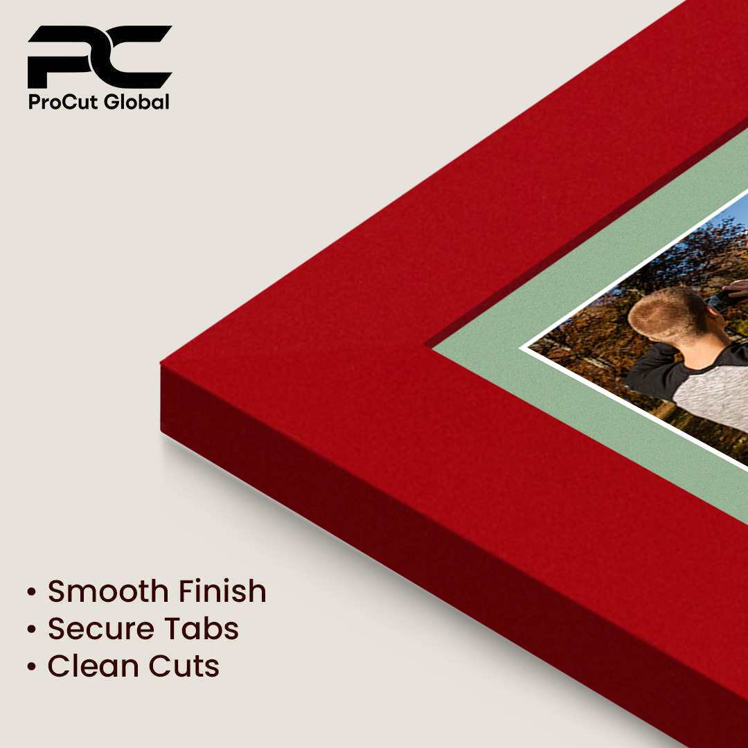 16x8" Red Modern Multi Aperture Photo Frame Holds 7x5" (x3) Photos With Sage Green Mount | Modern Collage Frame thumbnail 7