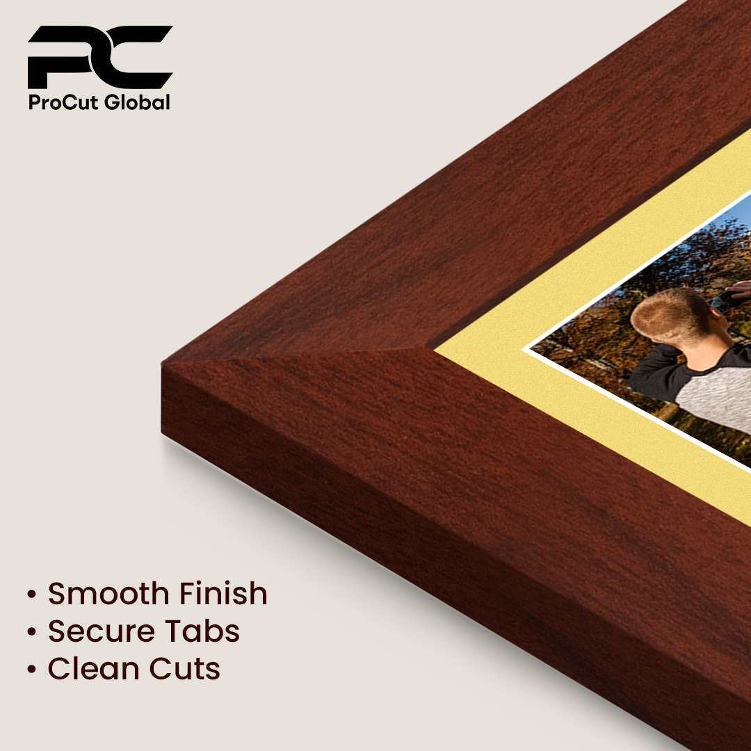 16x8" Rose Wood Modern Multi Aperture Photo Frame Holds 7x5" (x3) Photos With Primrose Mount | Modern Collage Frame thumbnail 7