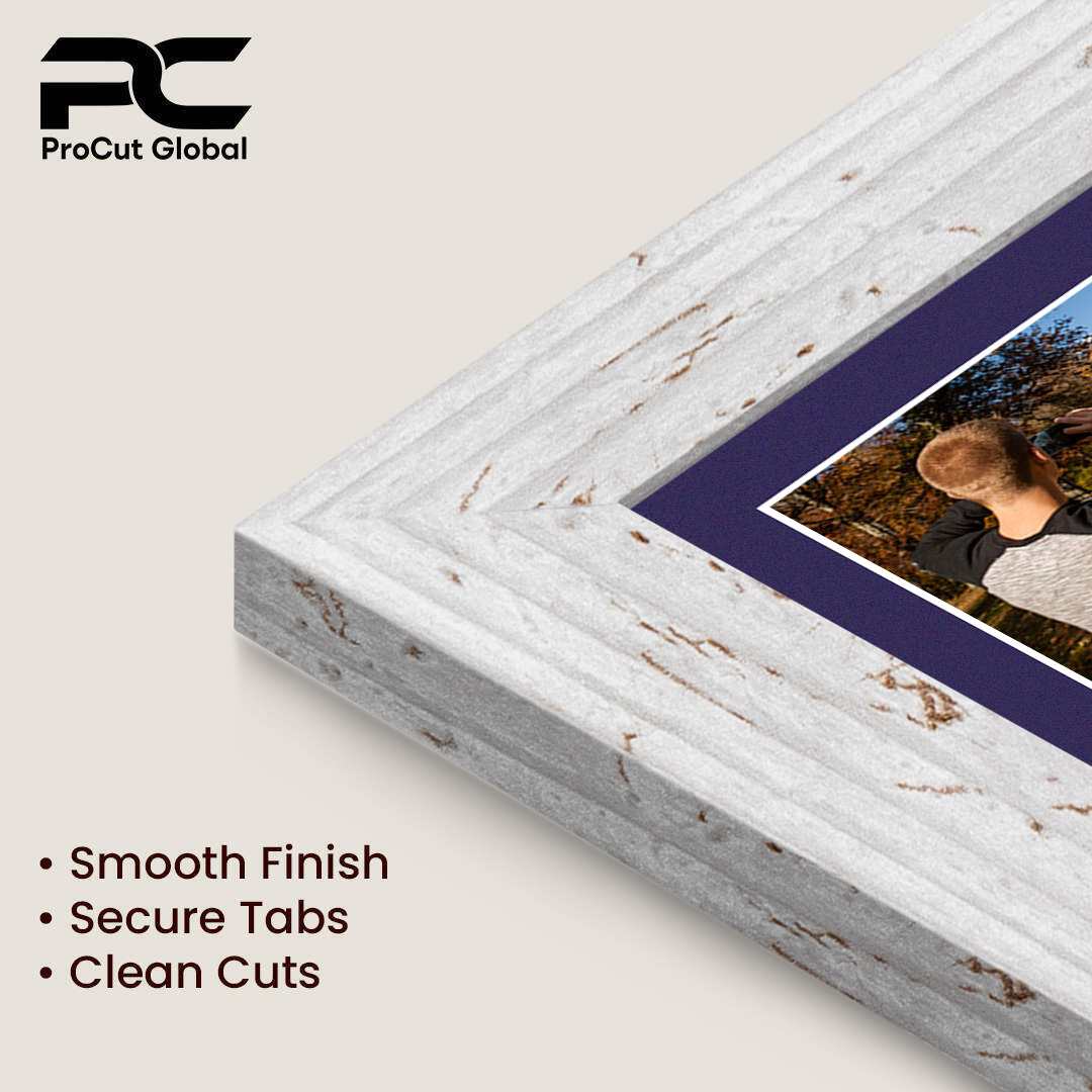 16x8" White Rustic Modern Multi Aperture Photo Frame Holds 7x5" (x3) Photos With Damson Mount | Modern Collage Frame thumbnail 7