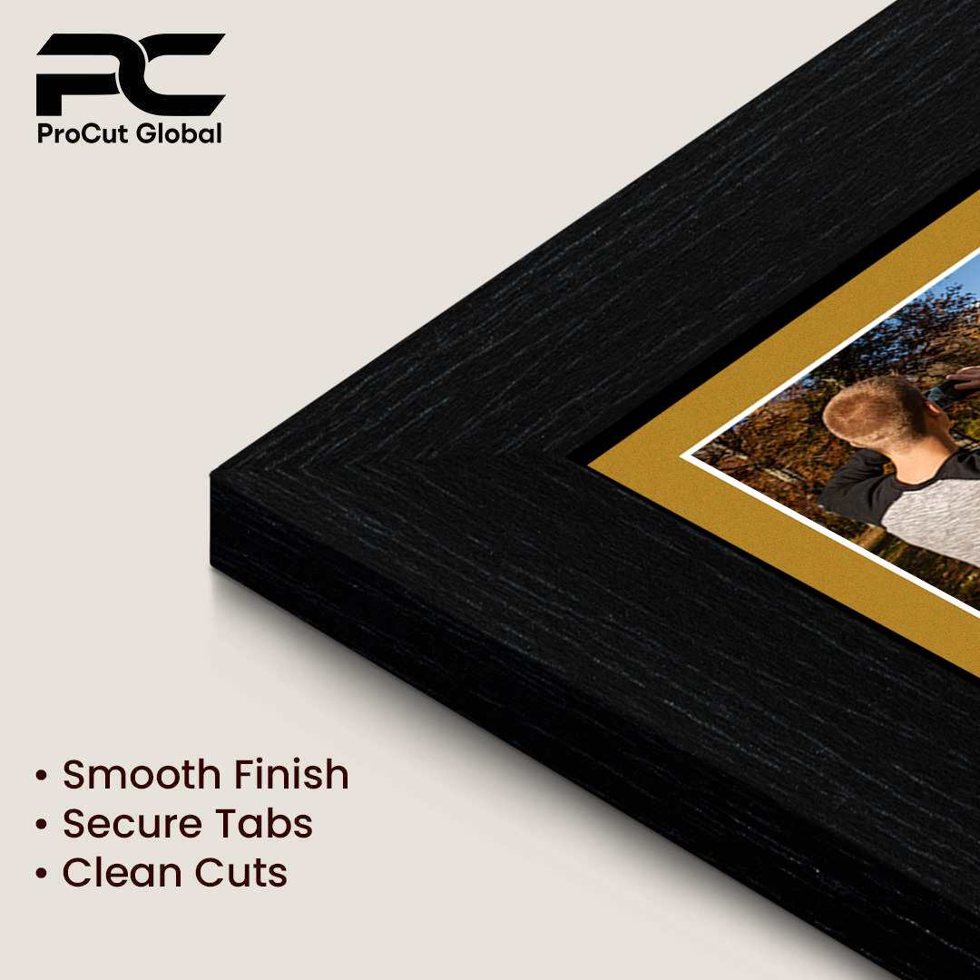 26x8" Black Modern Multi Aperture Photo Frame Holds 6x4" (x5) Photos With Antique Gold Mount | Modern Collage Frame thumbnail 7